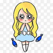 可爱卡通小女孩鱼-空若网 可爱卡通小女孩鱼-空若网