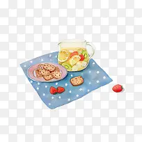 手绘水彩绘画郊外野餐食物-空若网 手绘水彩绘画郊外野餐食物-空若网