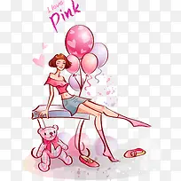 卡通手绘幸福小女人-空若网 卡通手绘幸福小女人-空若网