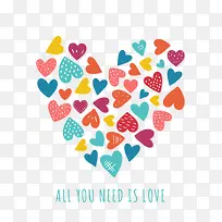 彩色碎心组合爱心矢量-空若网 彩色碎心组合爱心矢量-空若网