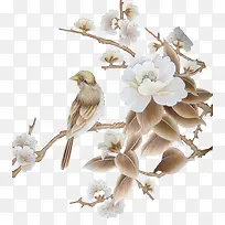 小鸟立树枝精美工艺画-空若网 小鸟立树枝精美工艺画-空若网