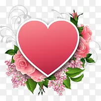 红色爱心与玫瑰花贺卡矢量素材-空若网 红色爱心与玫瑰花贺卡矢量素材-空若网