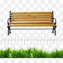 公园长椅白色栅栏绿草-空若网 公园长椅白色栅栏绿草-空若网