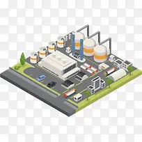工厂建筑鸟瞰扁平化-空若网 工厂建筑鸟瞰扁平化-空若网