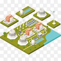 工厂建筑鸟瞰扁平化-空若网 工厂建筑鸟瞰扁平化-空若网