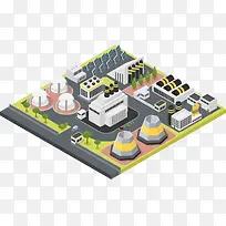 工厂建筑鸟瞰扁平化-空若网 工厂建筑鸟瞰扁平化-空若网