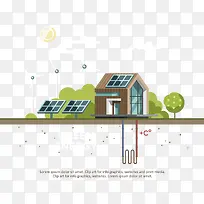 扁平化矢量太阳能绿色装饰-空若网 扁平化矢量太阳能绿色装饰-空若网