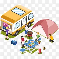 家庭野餐时光矢量素材-空若网 家庭野餐时光矢量素材-空若网