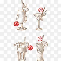 手绘鸡尾酒图标-空若网 手绘鸡尾酒图标-空若网