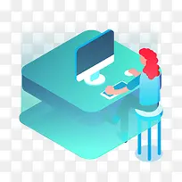 2.5D立体办公人物插画-空若网 2.5D立体办公人物插画-空若网