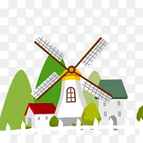 卡通风车风景设计-空若网 卡通风车风景设计-空若网