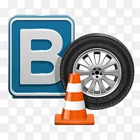 卡通手绘卡通轮胎与路障-空若网 卡通手绘卡通轮胎与路障-空若网
