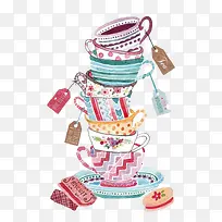 手绘带标签的杯子-空若网 手绘带标签的杯子-空若网