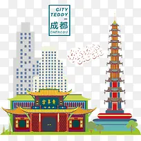 成都扁平化标志性建筑-空若网 成都扁平化标志性建筑-空若网