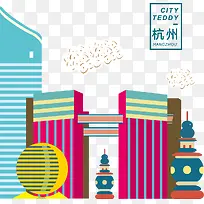 杭州扁平化标志性建筑-空若网 杭州扁平化标志性建筑-空若网