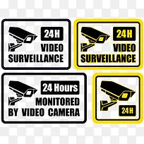 摄像头警告标志黑黄两色-空若网 摄像头警告标志黑黄两色-空若网