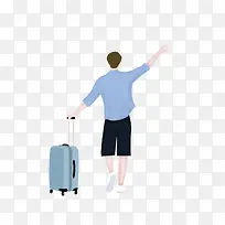 手绘男青年手拉行李箱旅行-空若网 手绘男青年手拉行李箱旅行-空若网