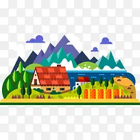 扁平化城市景色矢量图-空若网 扁平化城市景色矢量图-空若网