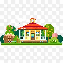 扁平化城市景色矢量素材-空若网 扁平化城市景色矢量素材-空若网