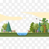 扁平化城市景色矢量素材-空若网 扁平化城市景色矢量素材-空若网