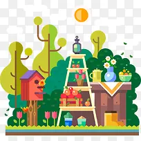 扁平化城市景色矢量图-空若网 扁平化城市景色矢量图-空若网