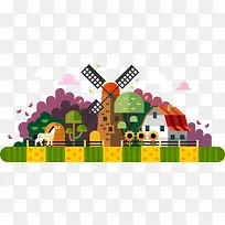 扁平化城市景色矢量图-空若网 扁平化城市景色矢量图-空若网