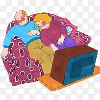 家居沙发看电视插画-空若网 家居沙发看电视插画-空若网