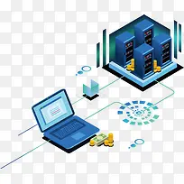 蓝色电脑与服务器-空若网 蓝色电脑与服务器-空若网