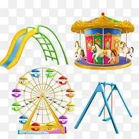 矢量卡通游乐园摩天轮旋转木马-空若网 矢量卡通游乐园摩天轮旋转木马-空若网