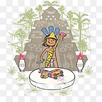 矢量卡通土著祭祀-空若网 矢量卡通土著祭祀-空若网