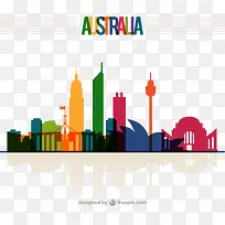 彩色澳大利亚城市剪影-空若网 彩色澳大利亚城市剪影-空若网