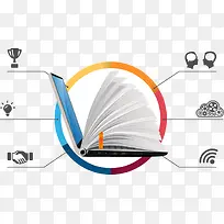 矢量创意书本笔记本电脑-空若网 矢量创意书本笔记本电脑-空若网