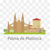 手绘扁平化国外城市建筑-空若网 手绘扁平化国外城市建筑-空若网