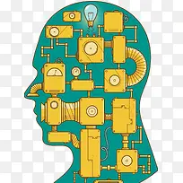 机械大脑插画-空若网 机械大脑插画-空若网