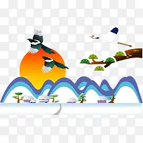 矢量冬日雪景-空若网 矢量冬日雪景-空若网