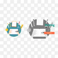 写作扁平矢量素材-空若网 写作扁平矢量素材-空若网