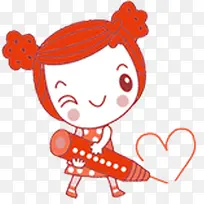 手绘卡通画爱心的孩子-空若网 手绘卡通画爱心的孩子-空若网