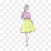 手绘时尚模特免抠素材-空若网 手绘时尚模特免抠素材-空若网