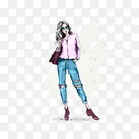 手绘时尚模特免抠素材-空若网 手绘时尚模特免抠素材-空若网