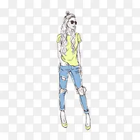 手绘时尚模特免抠素材-空若网 手绘时尚模特免抠素材-空若网