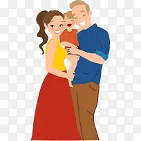 手绘小清新一家三口插画图案-空若网 手绘小清新一家三口插画图案-空若网