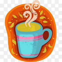 彩绘咖啡图案矢量素材,-空若网 彩绘咖啡图案矢量素材,-空若网