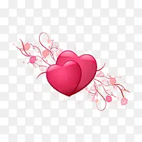 粉色双爱心花朵藤蔓-空若网 粉色双爱心花朵藤蔓-空若网