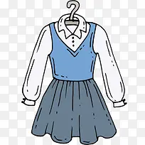 矢量手绘女生校服素材-空若网 矢量手绘女生校服素材-空若网