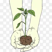 矢量手绘手捧幼苗-空若网 矢量手绘手捧幼苗-空若网