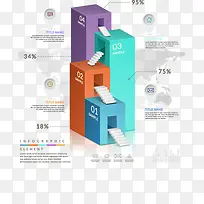 彩色楼房阶梯数据分析图表-空若网 彩色楼房阶梯数据分析图表-空若网