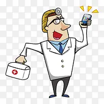 卡通医生急救包和手机矢量-空若网 卡通医生急救包和手机矢量-空若网