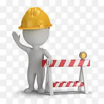 戴安全帽的3D小人-空若网 戴安全帽的3D小人-空若网