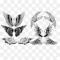 黑白翅膀矢量素材-空若网 黑白翅膀矢量素材-空若网