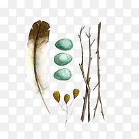 小清新 唯美 手绘 羽毛 石头 树枝-空若网 小清新 唯美 手绘 羽毛 石头 树枝-空若网